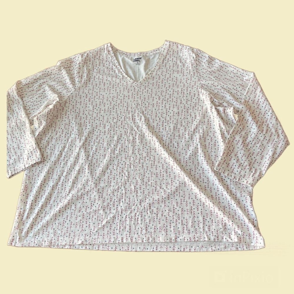 Lands End Ivory Arrow Print Long Sleeved Casual Pull On Top